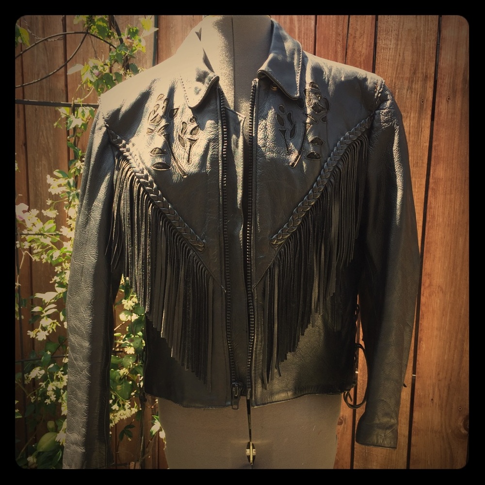 Detailed Leather Motorcycle Jacket